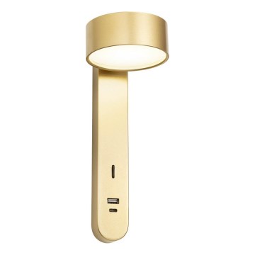 Redo 01-4641 - Applique da parete LED SADES LED/6W/230V CRI 90 USB oro