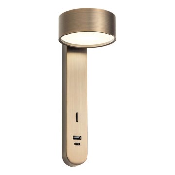 Redo 01-4642 - Applique LED SADES LED/6W/230V CRI 90 USB bronzata