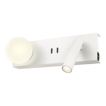 Redo 01-4660 - Applique da parete LED NORMA LED/5W/230V + LED/3W CRI 90 USB bianca