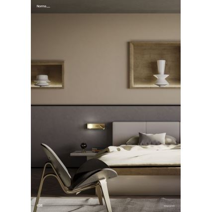 Redo 01-4661 - Applique LED NORMA LED/5W/230V + LED/3W CRI 90 USB bianco/oro