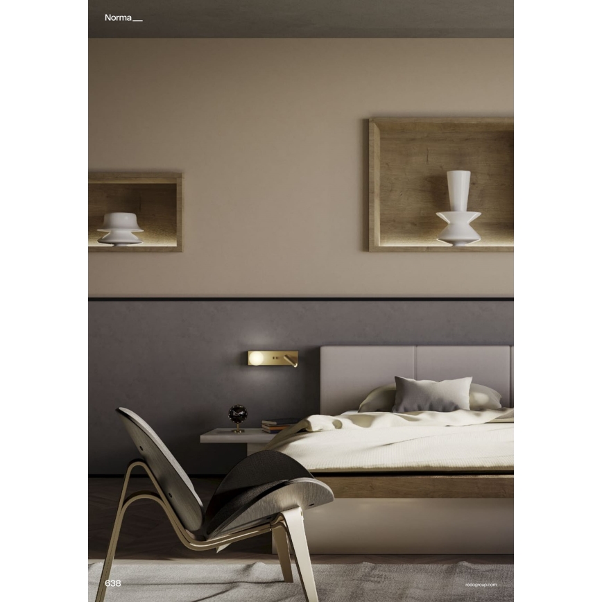 Redo 01-4661 - Applique LED NORMA LED/5W/230V + LED/3W CRI 90 USB bianco/oro