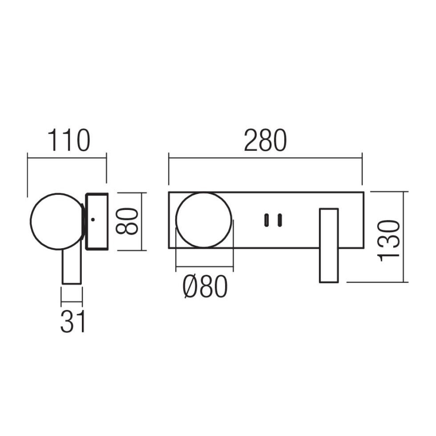 Redo 01-4661 - Applique LED NORMA LED/5W/230V + LED/3W CRI 90 USB bianco/oro
