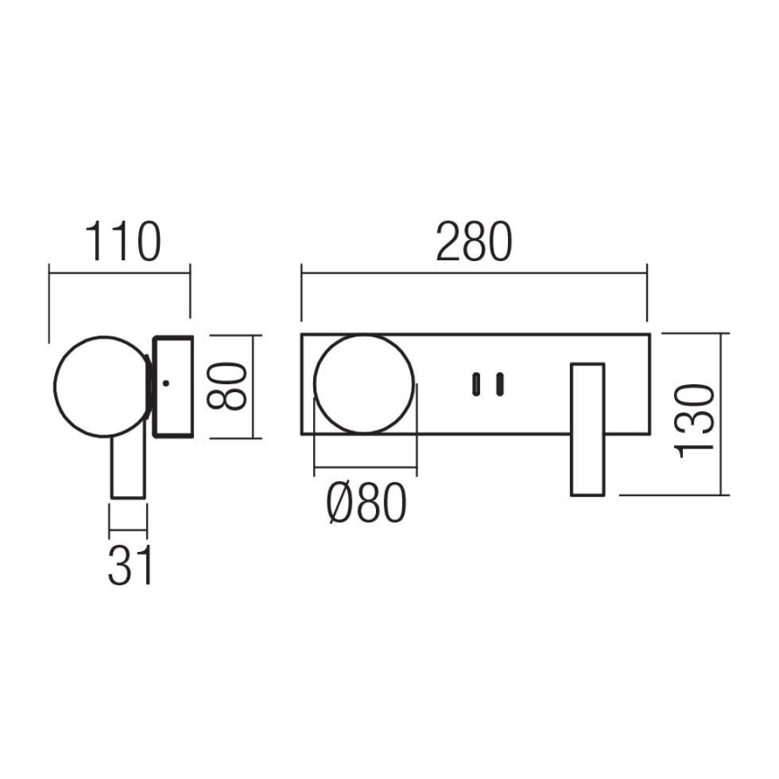 Redo 01-4662 - Applique da parete a LED NORMA LED/5W/230V + LED/3W CRI 90 USB bianco/bronzo