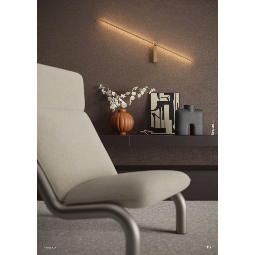 Redo 01-4672 - Applique LED da parete TANGENT LED/6W/230V 2700/2850/3000K 73 cm CRI 90 oro