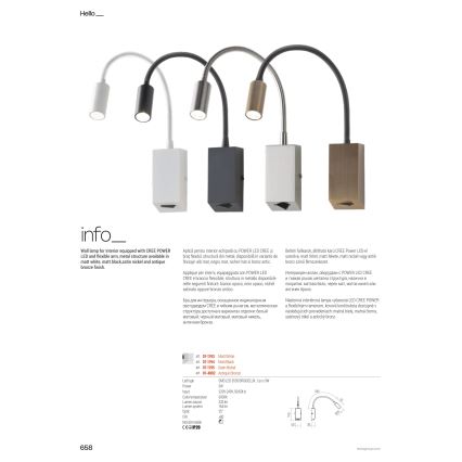Redo 01-4802 - Lampada flessibile HELLO LED/3W/230V colore bronzo