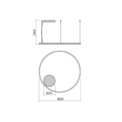 Redo 01-4877 - Lampadario LED dimmerabile a sospensione su cavo ORBIT LED/55W/230V 2700/3000K bronzo