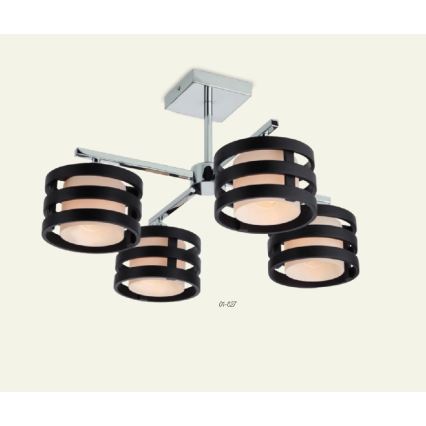Redo 01-627 - Lampadario a stelo KIM 4xE14/28W/230V cromo lucido/nero