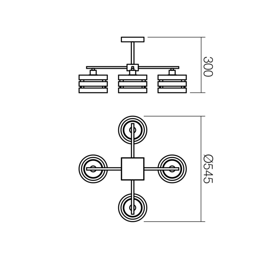 Redo 01-627 - Lampadario a stelo KIM 4xE14/28W/230V cromo lucido/nero