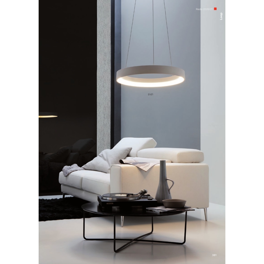Redo 01-672 - Lampadario LED a sospensione con filo LOOP LED/48W/230V diametro 60 cm bianco