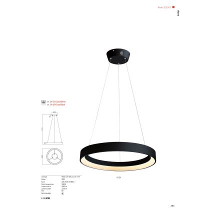 Redo 01-672 - Lampadario LED a sospensione con filo LOOP LED/48W/230V diametro 60 cm bianco