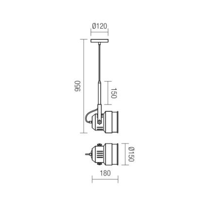 Redo 01-787 - Lampadario a sospensione con filo STUDIO 1xE27/42W/230V