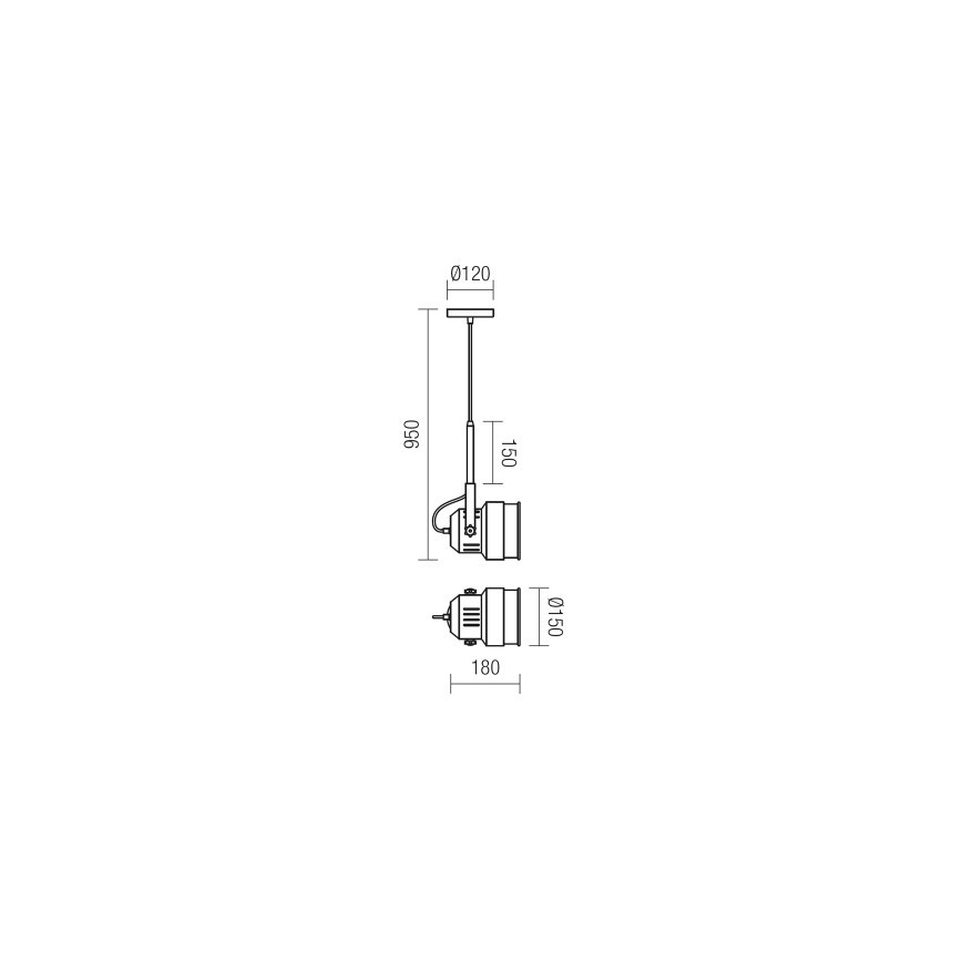 Redo 01-787 - Lampadario a sospensione con filo STUDIO 1xE27/42W/230V