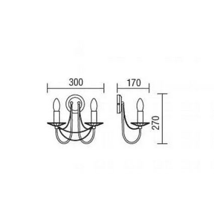 Redo 02-859 - Applique ARIEL 2xE14/28W/230V rame