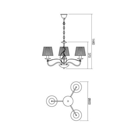 Redo 02-951 - Lampadario a sospensione con catena VIRTUU 3xE14/28W/230V