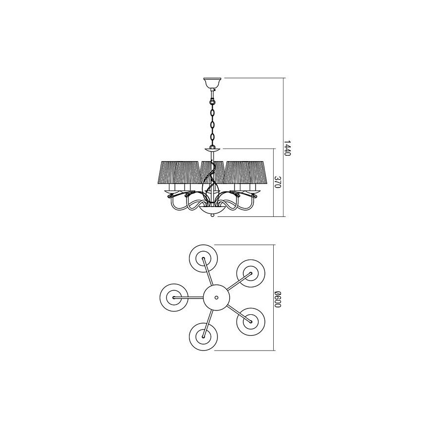 Redo 02-952 - Lampadario a sospensione con catena VIRTUU 5xE14/28W/230V