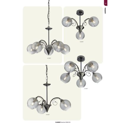 Redo 02-973 - Lampadario a sospensione con catena ASPERA 5xE14/28W/230V nero