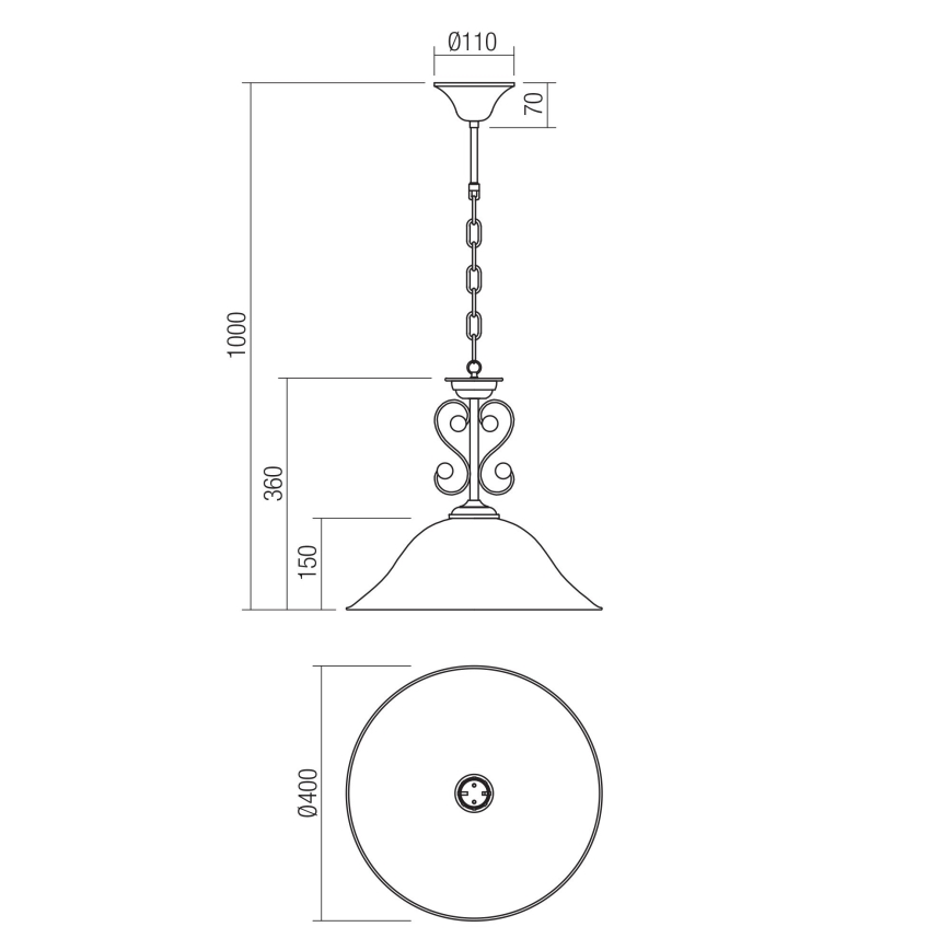 Redo 02-990 - Lampadario a sospensione con catena VERSUS 1xE27/42W/230V