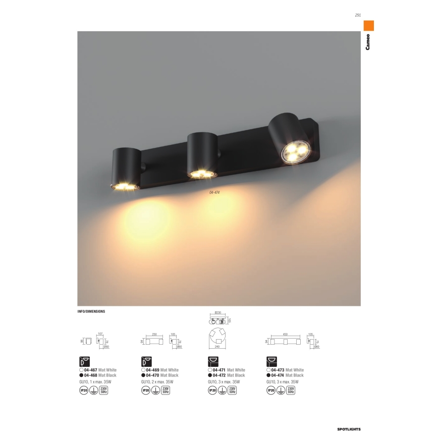 Redo 04-474 - Faretto CAMEO 3xGU10/35W/230V nero
