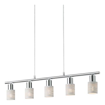 Redo 04-509 - Lampadario sospeso a cavo VERTIGO 5xE14/28W/230V cromo lucido/bianco