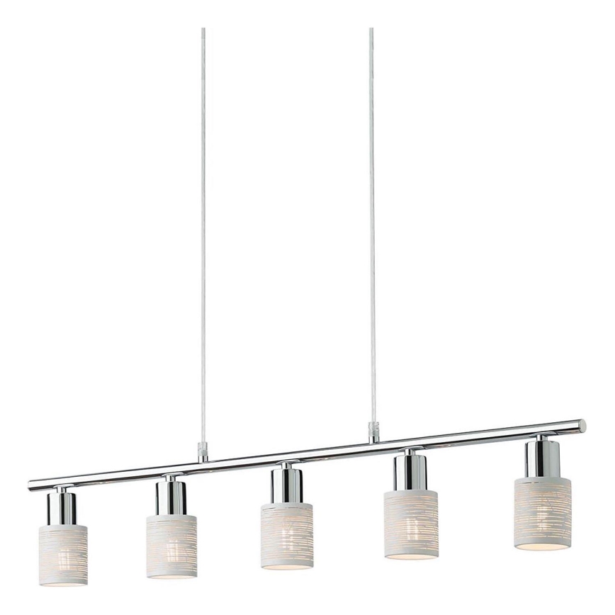 Redo 04-509 - Lampadario sospeso a cavo VERTIGO 5xE14/28W/230V cromo lucido/bianco