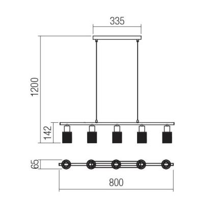 Redo 04-509 - Lampadario sospeso a cavo VERTIGO 5xE14/28W/230V cromo lucido/bianco