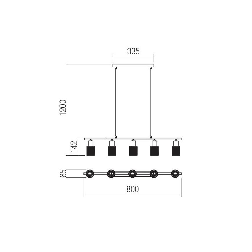 Redo 04-509 - Lampadario sospeso a cavo VERTIGO 5xE14/28W/230V cromo lucido/bianco