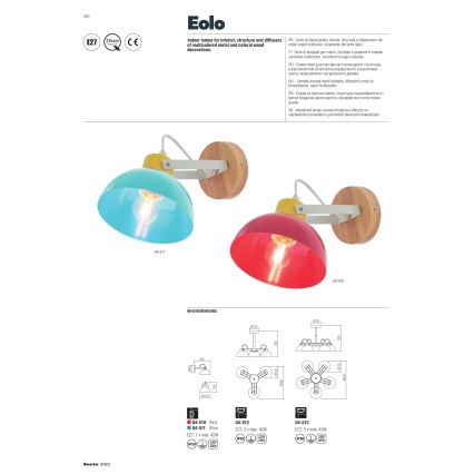 Redo 04-510 - Applique per bambini EOLO 1xE27/42W/230V