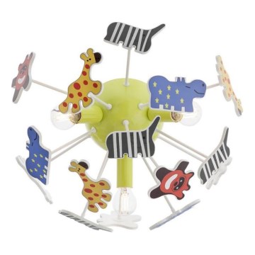 Redo 04-514 - Plafoniera per bambini SAFARI 3xE14/28W/230V Ø 41 cm multicolore