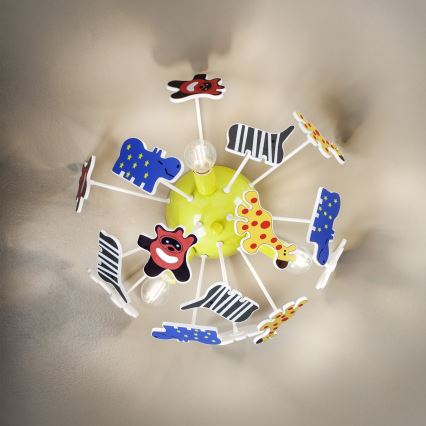 Redo 04-514 - Plafoniera per bambini SAFARI 3xE14/28W/230V Ø 41 cm multicolore