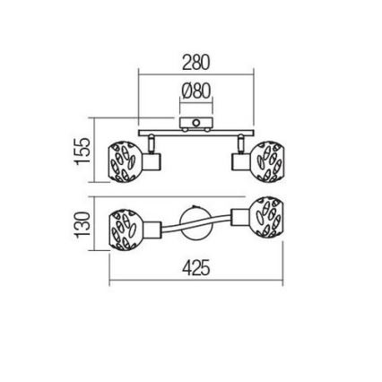 Redo 04-517 - Faretto da parete TORN 2xE14/28W/230V