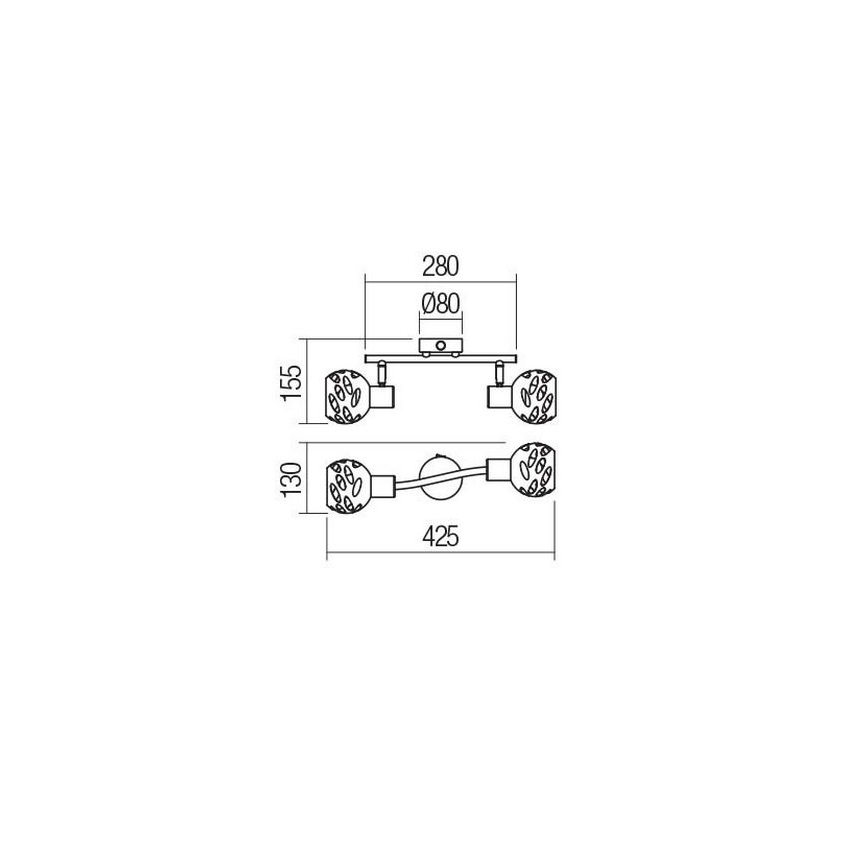 Redo 04-517 - Faretto da parete TORN 2xE14/28W/230V