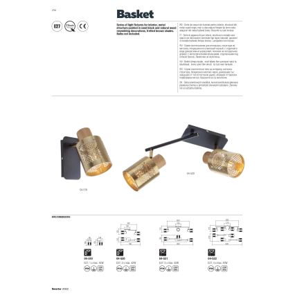 Redo 04-521 - Lampadario a plafone BASKET 3xE27/42W/230V bronzo