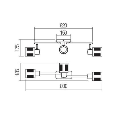 Redo 04-521 - Lampadario a plafone BASKET 3xE27/42W/230V bronzo