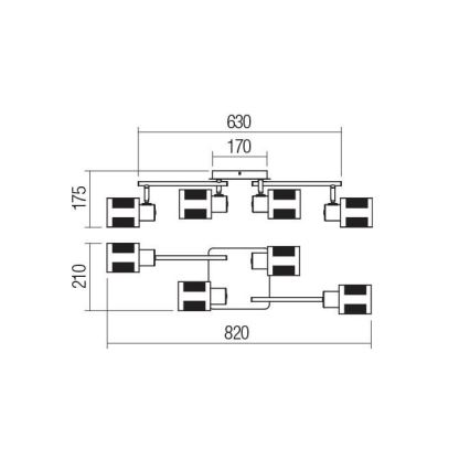 Redo 04-522 - Lampadario a plafone BASKET 4xE27/42W/230V bronzo