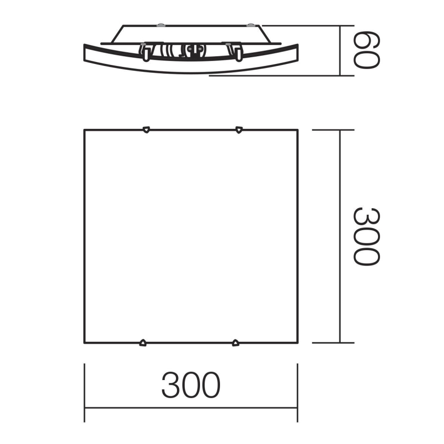 Redo 05-904 - Plafoniera ISIDE 1xE27/42W/230V 30x30 cm trasparente