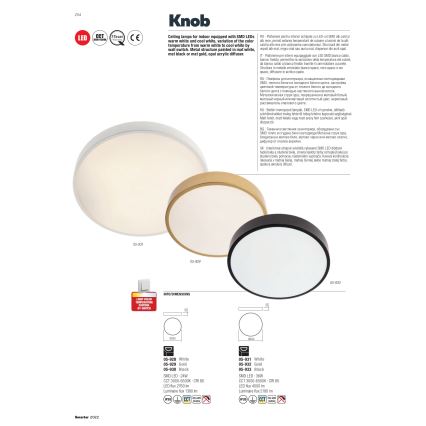 Redo 05-928 - Plafoniera LED KNOB LED/24W/230V 3000K-6500K 30 cm bianco