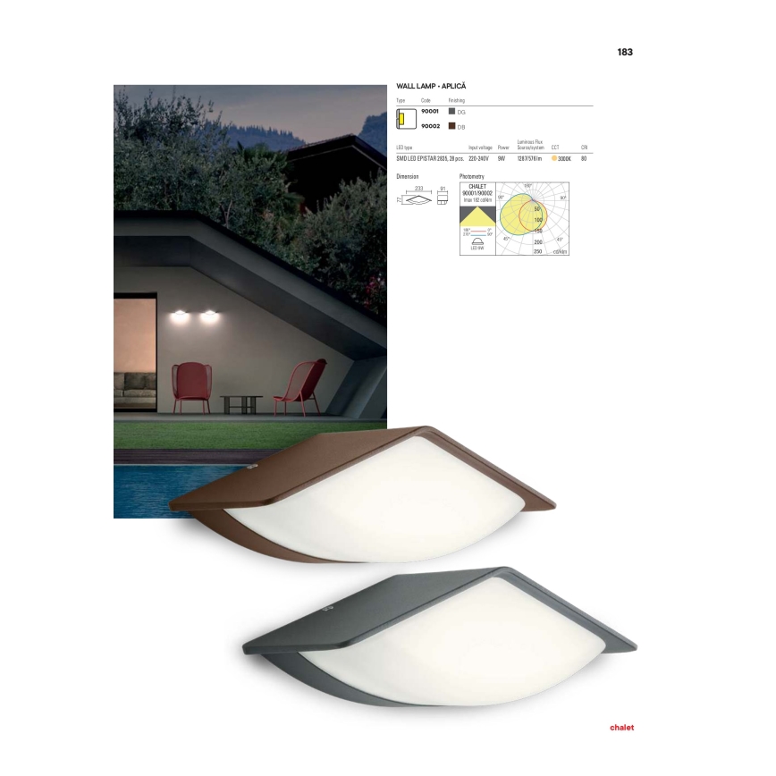 Redo 90001 - Applique da esterno LED CHALET LED/8W/230V IP54