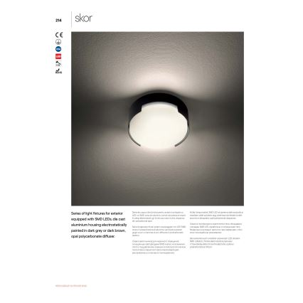 Redo 90004 - Plafoniera LED da esterno SKOR LED/12W/230V diametro 15 cm IP54 marrone