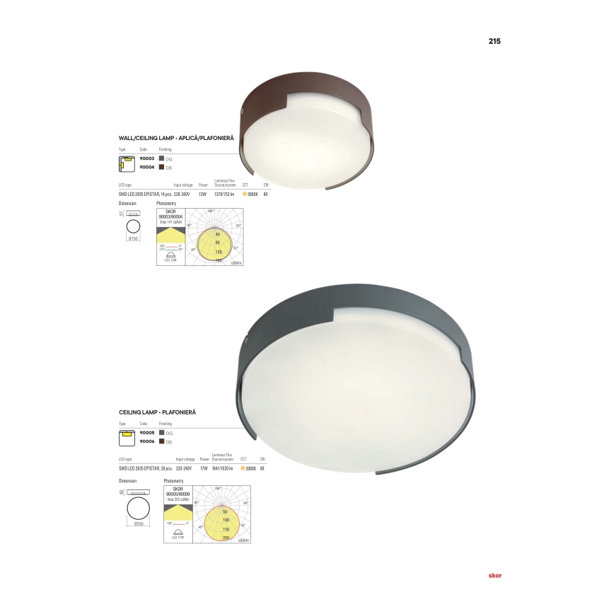 Redo 90004 - Plafoniera LED da esterno SKOR LED/12W/230V diametro 15 cm IP54 marrone
