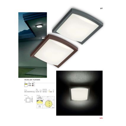 Redo 90008 - Plafoniera LED da esterno TALLIN LED/21W/230V IP54 marrone