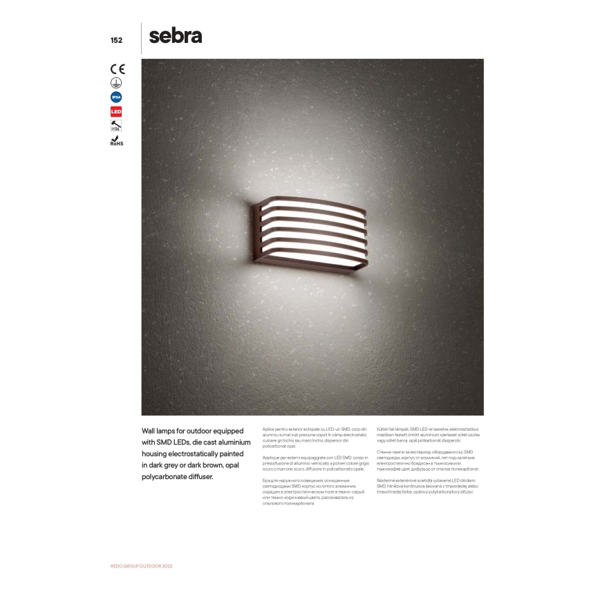 Redo 90038 -  Applique LED per esterni SEBRA LED/15W/230V IP54