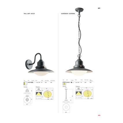 Redo 90093 -  Applique da esterno ELIO 1xE27/42W/230V IP44