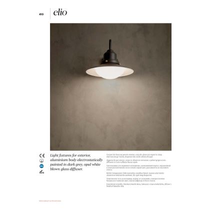 Redo 90094 - Lampadario a sospensione con catena per esterni ELIO 1xE27/42W/230V IP44