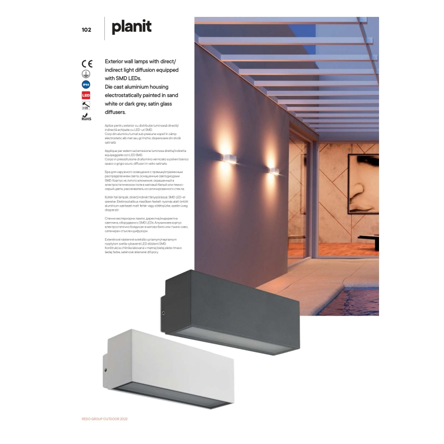 Redo 90095 - Applique da esterno PLANIT LED/10W/230V 3000K IP54 bianca