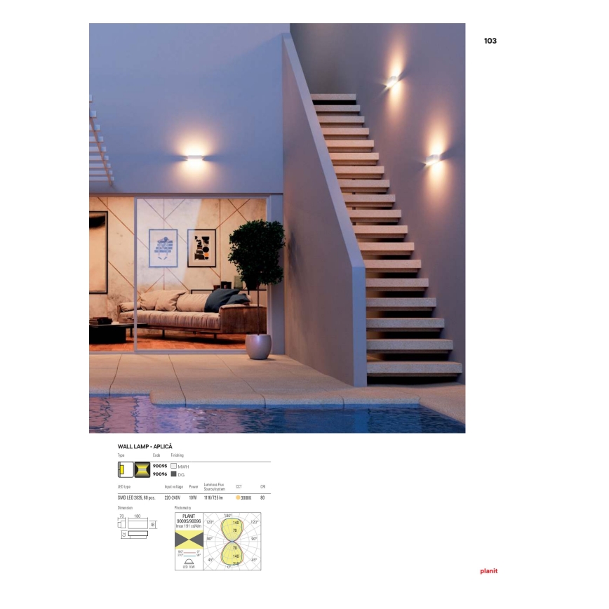 Redo 90095 - Applique da esterno PLANIT LED/10W/230V 3000K IP54 bianca