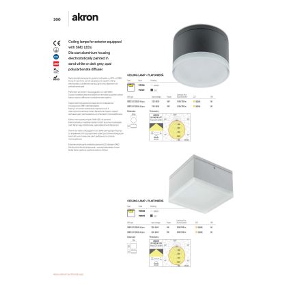 Redo 90107 - plafoniera LED da esterno AKRON LED/9W/230V Ø 10,8 cm IP54