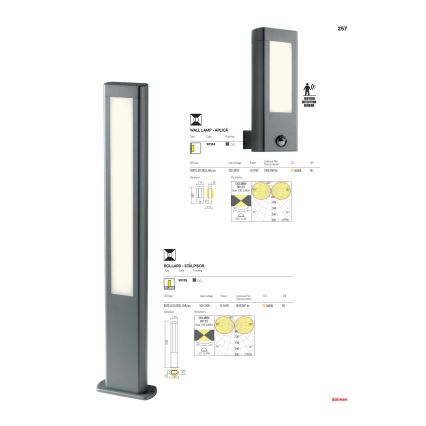 Redo 90125 - Lampada da esterno a LED DOLMEN LED/12,44W/230V IP54 antracite