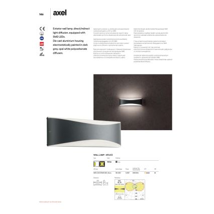 Redo 90126 - Applique LED da esterno AXEL LED/7W/230V 3000K IP65 antracite