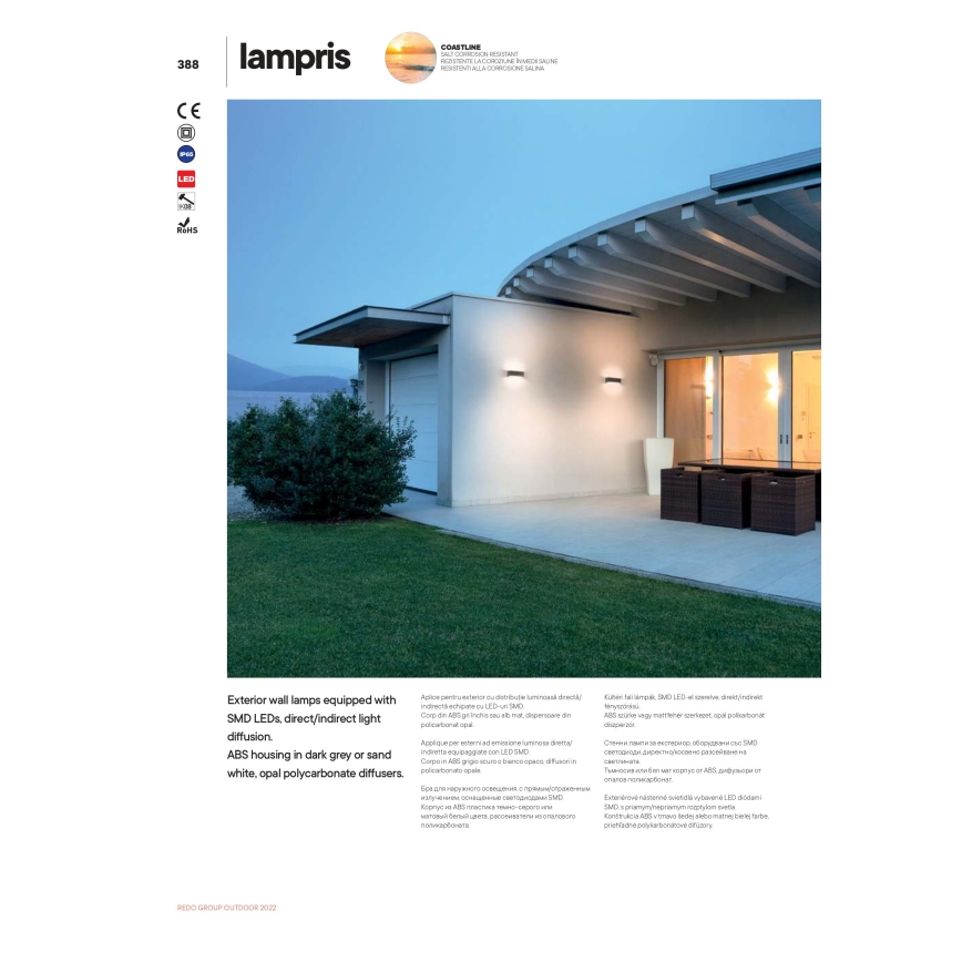 Redo 90153 - Applique da esterno LED LAMPRIS LED/9W/230V IP65