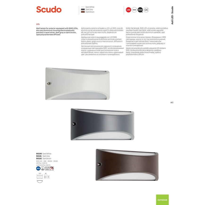 Redo 90192 - Applique a LED da esterno SCUDO LED/10W/230V 3000K IP54 marrone